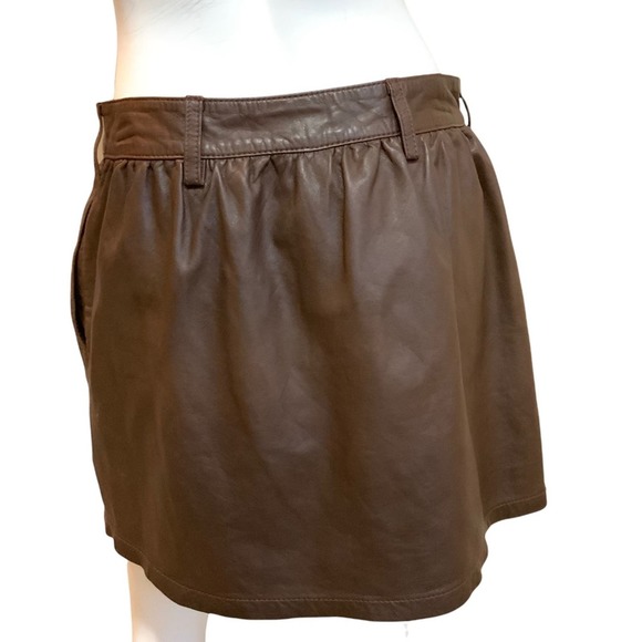 Society For Rational Dress Brown Sheep Leather Gathered Waist Skirt size M - Picture 2 of 6